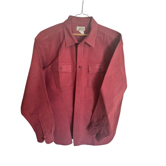 L.L. Bean Mens XXL Tall Burgundy Button-Up Shirt 100% Cotton With Chest Pockets - Picture 1 of 6